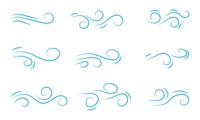 Doodle wind line sketch set. Hand drawn doodle wind motion, air blow, swirl elements. Sketch drawn air blow motion, smoke flow art, abstract line with background. 123.