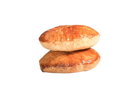 Two coconut jam buscuit at 90 degree side view isolated on transparent background. Best food commercial stock photo PNG file.