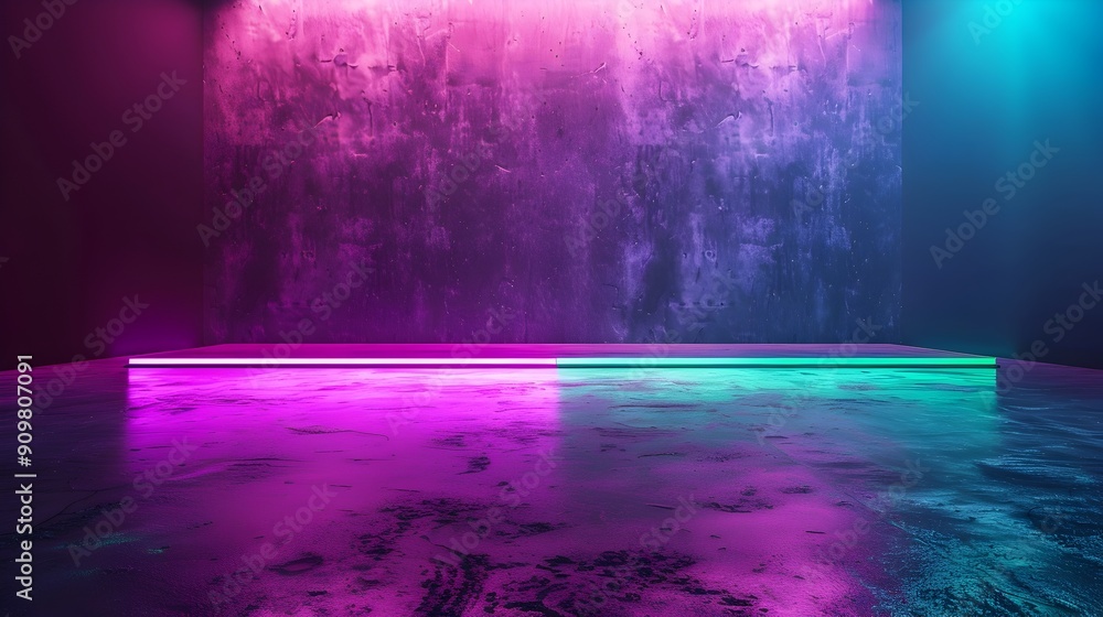 Poster neon purple and green gradient background with subtle lighting for product concept display