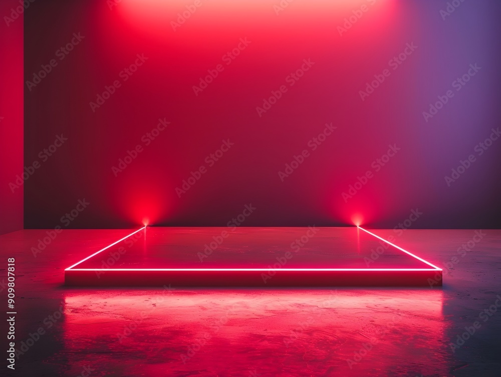 Poster neon red and gradient background for tech gadget showcase