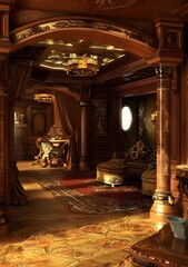Obraz premium Luxury Interior Design with Golden Accents and Ornate Details