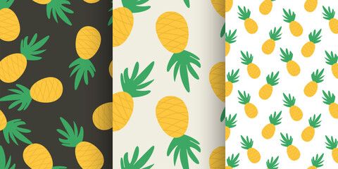 Pineapple seamless pattern background, tropical fruit. Summer print for textile, scrapbook, wrapping, fabric, wallpaper.