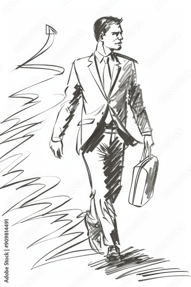 Wall mural Businessman Walking with Briefcase