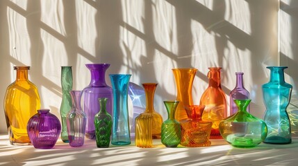 Rainbow Radiance Vibrant Artisan Glassware Illuminated by Sunlight