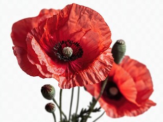 Close-up of red flowers in a decorative vase, perfect for decorating a table or shelf