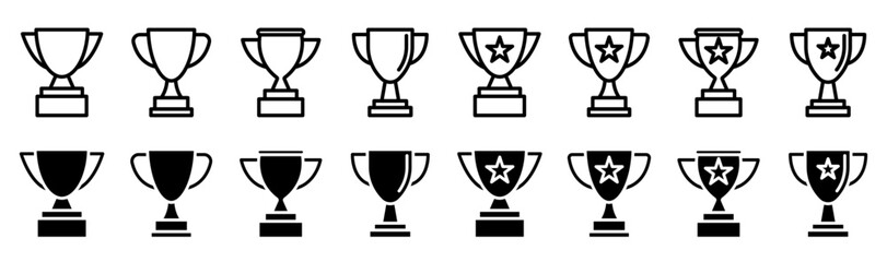 Trophy line icon set. competition prize and sport Trophy cup vector symbol collection. Trophy cup, winner cup, victory cup icon.