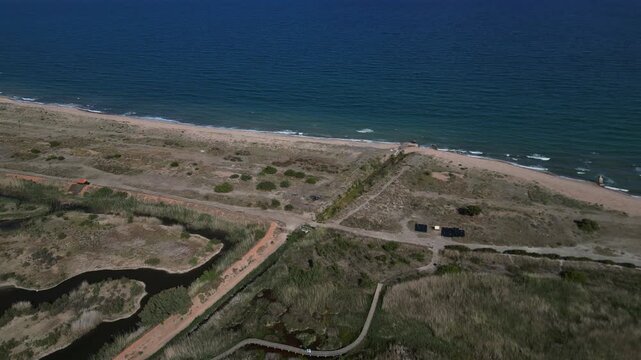 aerial view of Marjal dels Moros in Sagunt,Pucol, Valencia, Spain. Bird watching
