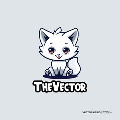 Cute white dog vector, logo, character, cartoon, illustration, eps10
