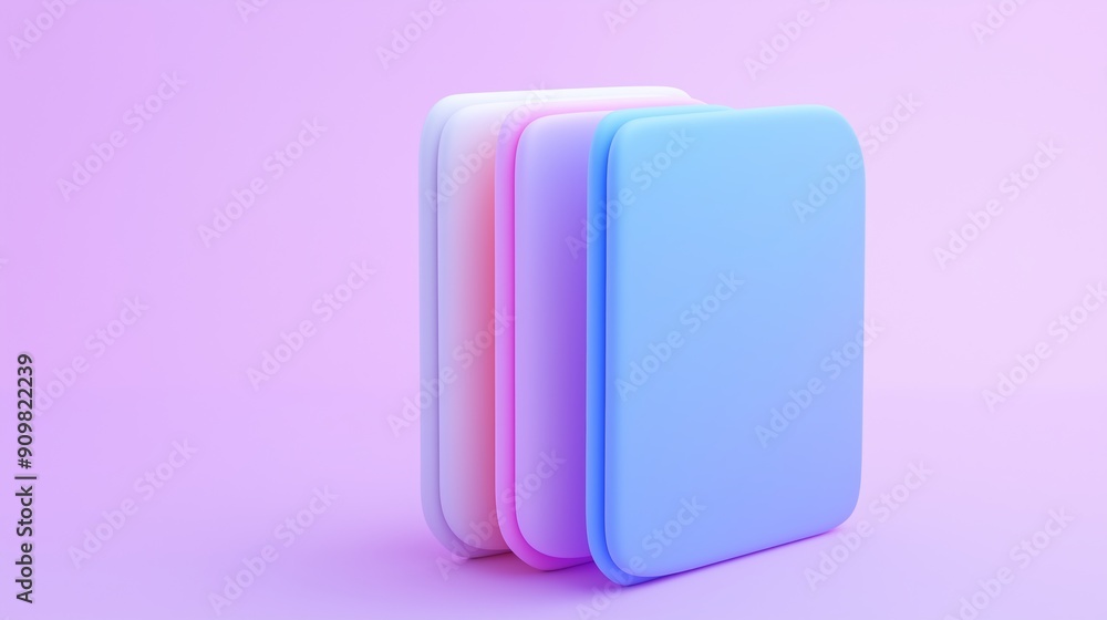 Poster a row of four squares of different colors, with a pink square in the middle. the squares are arrange