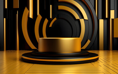 Black and Gold Cylinder Podium