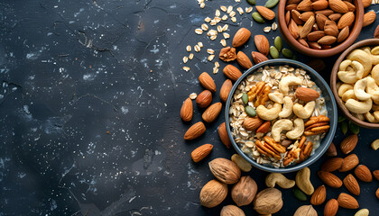 Oatmeal with nuts and seeds highlights importance of healthy fats at breakfast