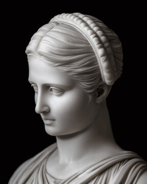 Portrait artistique en marbre de la philosophe et savante grecque antique Hypatie d'Alexandrie