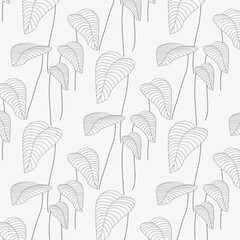 linear vector pattern, repeating linear of Elephant Ear Leaf grey line of leaf or flower, floral. graphic clean design for fabric, event, wallpaper etc. pattern is on swatches panel