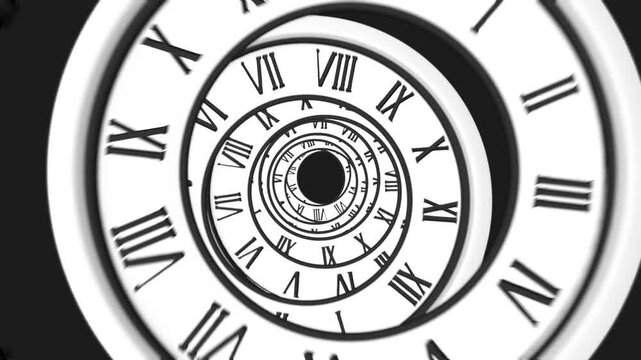Classic clock time . Spiral Clock Zoom Motion. Moving time spiral .Time
