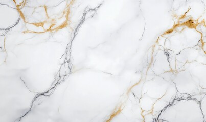 Fototapeta premium White marble background with subtle golden veins, high-resolution seamless texture for luxury interior designs, countertops, and flooring in modern and elegant styles.