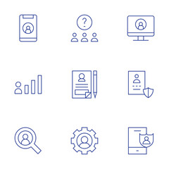 User icons set. Thin Line style, editable stroke. user, question