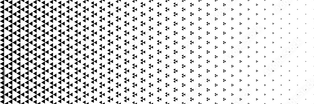 Poster horizontal black halftone of triangle design for pattern and background.