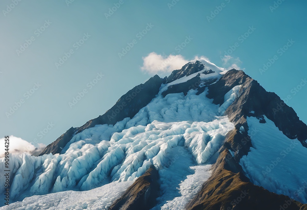 Wall mural peak natural blue mountain new sky background glacier landscape clear zealand fox water summer trave