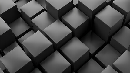 Fototapeta premium Abstract Dark Cubes Futuristic Design Background. 3d Render Illustration, Experience an abstract 3D square background with a modern twist