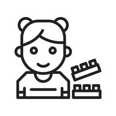 Playing with Blocks icon vector image.Suitable for use on web apps, mobile apps and print media.