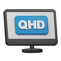 qhd resolution 3d icon isolated on the transparent background