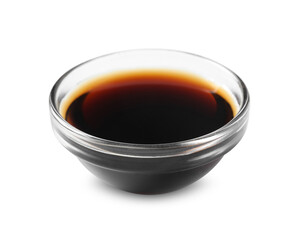Delicious balsamic vinegar in bowl isolated on white