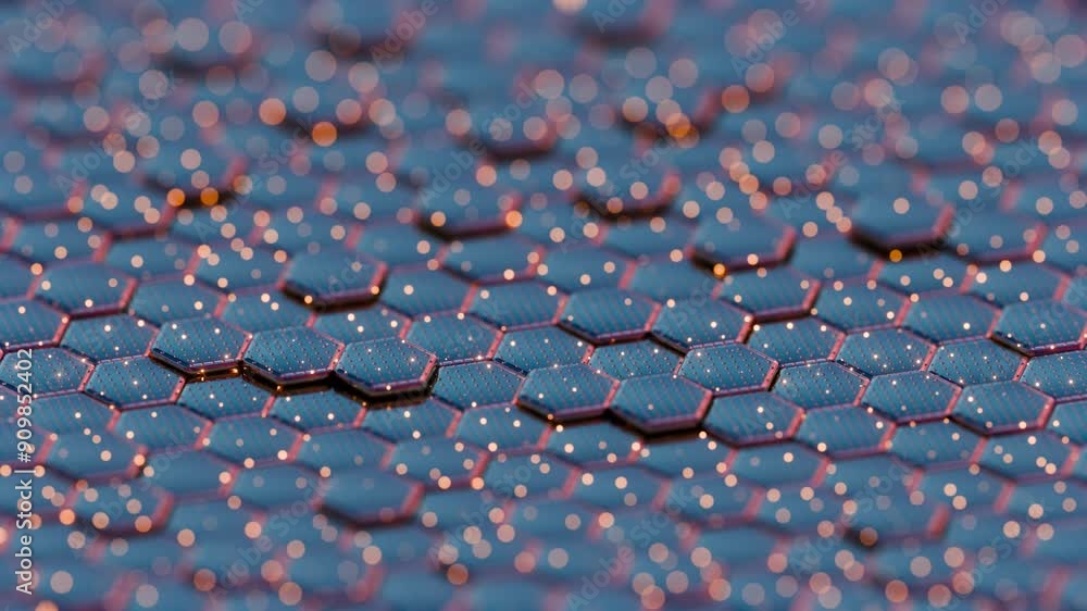 Aufkleber Abstract Hexagonal Grid with Colorful Light Reflections