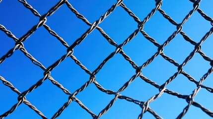 Fototapeta premium Wire Mesh Against a Blue Sky