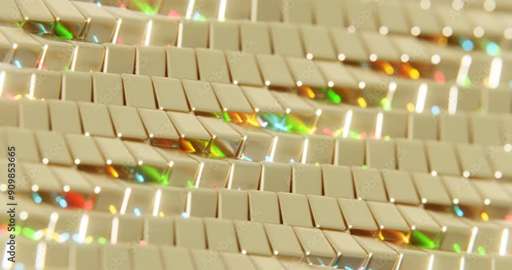 Poster Abstract Golden Pattern with Colorful Light Reflections