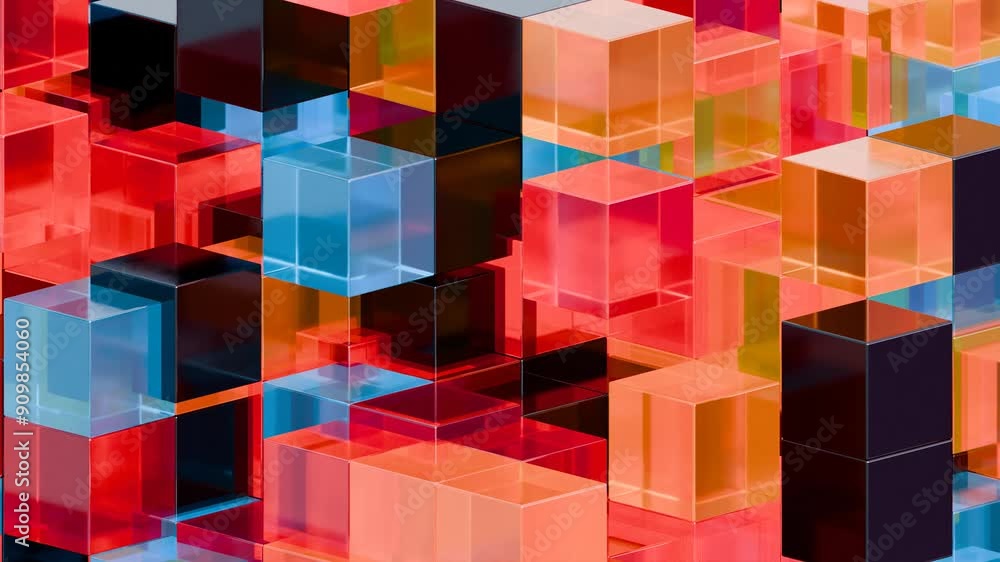 Poster Abstract 3D Geometric Pattern with Colorful Interlocking Cubes

