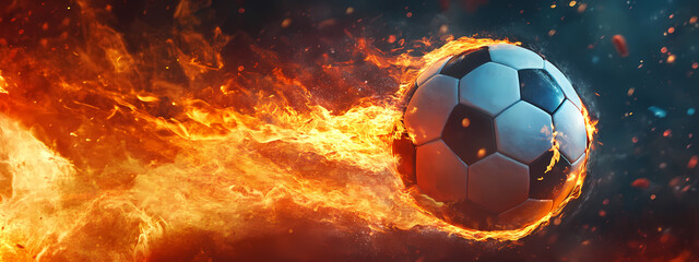 Fototapeta premium Flaming Soccer Ball