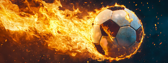 Fototapeta premium Flaming Soccer Ball