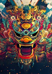 Fototapeta premium Multicolored Historical Abstract Background Painting with Significant Historical Theme, Rich Cultural Symbolism, and Intricate Details Reflecting Historical Events and Tradition