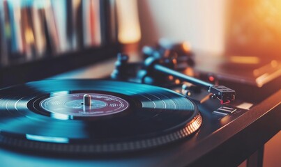 Obraz premium Evolution of Music Technology: Vintage Gramophone Juxtaposed with Modern Streaming Devices. Creative Advertising Concept Illustrating Audio Progress from Analog to Digital Era in 4K AI-Generated Wall