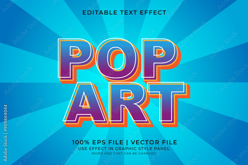 Poster 3d pop art text effect editable vector