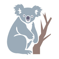 Fototapeta premium A gray koala sitting on a tree branch