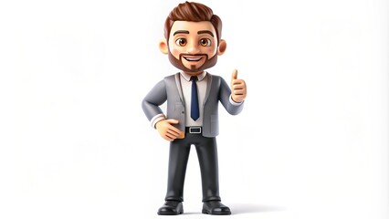 Fototapeta premium 3D Cartoon Businessman Giving Thumbs Up