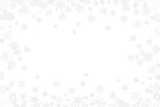 white snowflakes border frame isolated on white or transparent png