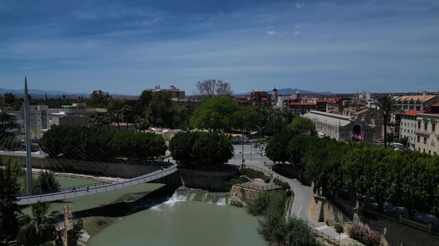 Aerial view of Murcia with coast line of segura river, Spain