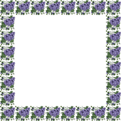 Purple Grape pattern border or frame illustration with transparent background. Grape motif for fabric design, wrapping, wallpaper, etc