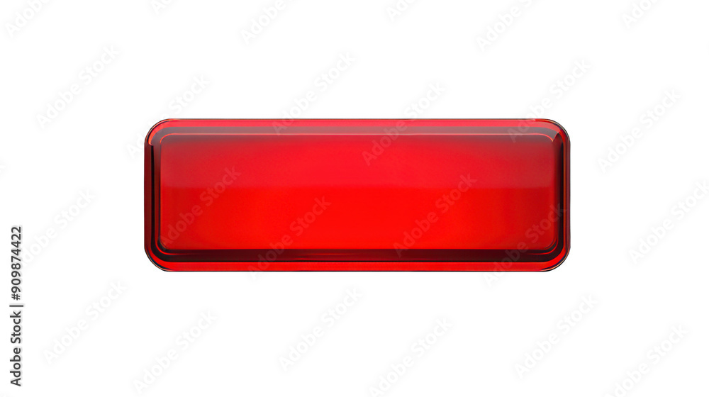 Poster red glowing rectangle button isolated on white created with generative ai