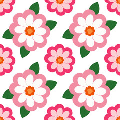 Seamless floral pattern vector with delicate blossoms and leaves, perfect for fabric design.