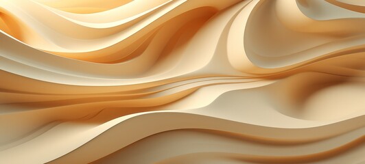 Fototapeta premium Abstract Waves of Sand. Abstract, undulating waves in soft, sandy hues, creating a soothing, organic flow. The intricate layers and smooth gradients evoke a serene, desert landscape.