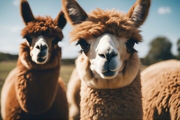 two blue south sky portrait background american camelid alpacas alpaca llama smile love kiss farm funny together winter2 america andes animal chile closeup country domestic exotic face fluffy