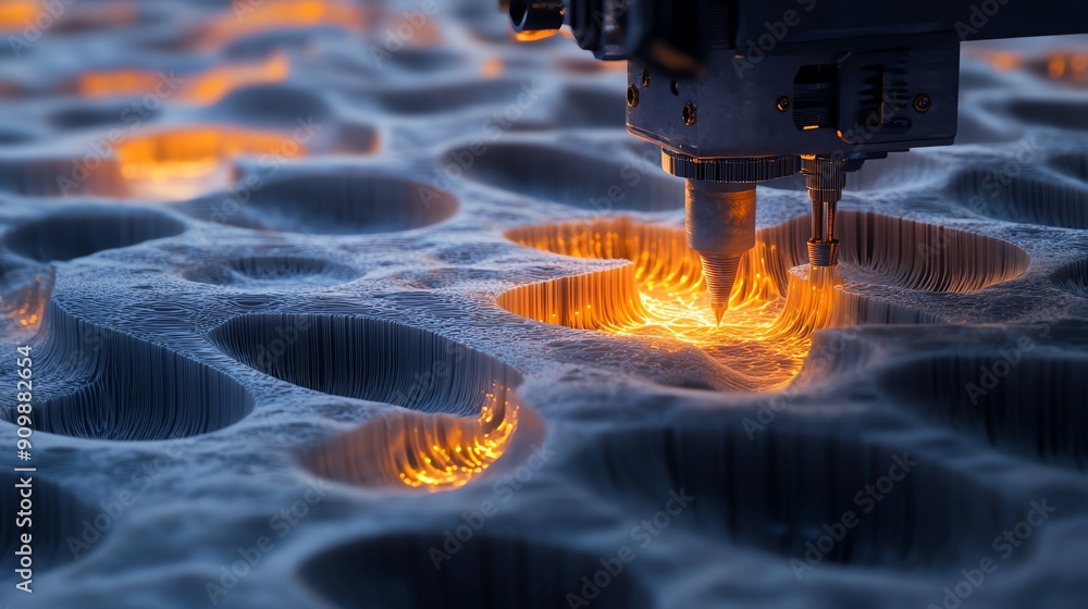 Aufkleber close-up of a 3d printer head creating a textured surface.
