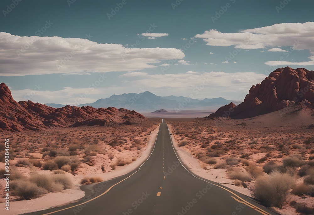 Wall mural running road fire valley nevada trip red rock asphalt vale canyon us america beautiful blue colourfu
