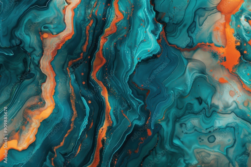 Aufkleber lively abstract wallpaper showcasing dynamic patterns and textures in teal and orange tones for an e