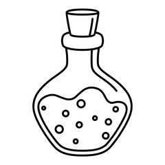 Magic potion in bottle illustration. Witchcraft alchemy mystery element.