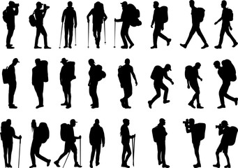 travelers collection silhouette, on white background vector