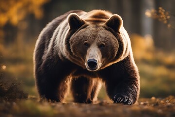 Fototapeta premium walking side animal bear color painted art black illustration nature painting symbol wild tattoo banner cartoon character design drawing dust fashion grizzly isolated poster predator printing profile
